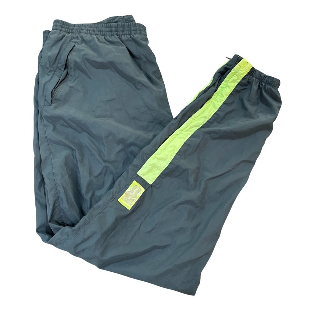 Vintage Nike International Windbreaker Track Pants Grey‎ Neon Green XL 90s Mesh